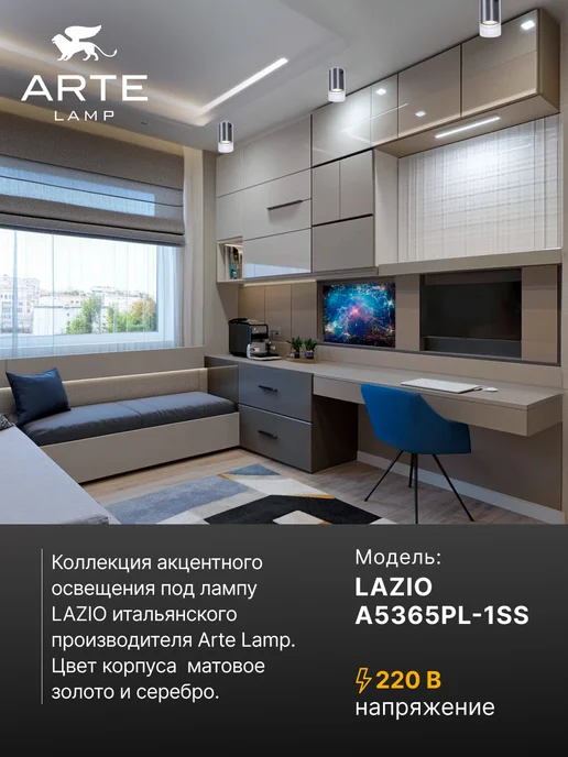 Arte Lamp Точечный накладной светильник LAZIO A5365PL-1SS, белый, фото 2