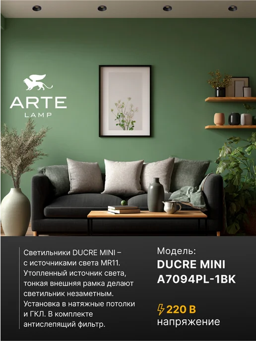 Arte Lamp Точечный встраиваемый светильник DUCRE MINI A7094PL-1BK, черный, фото 2