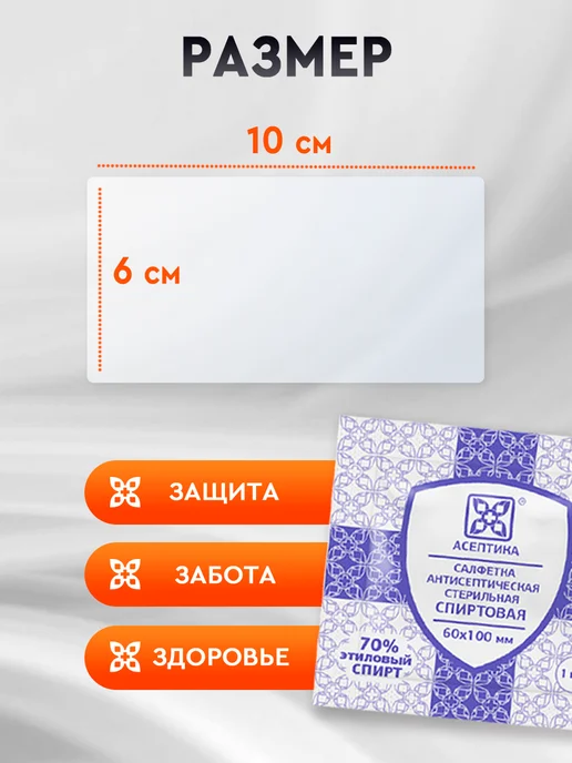 Асептика Спиртовые салфетки 60х100 мм, 100 шт, 60x100 мм, 100 шт, фото 5