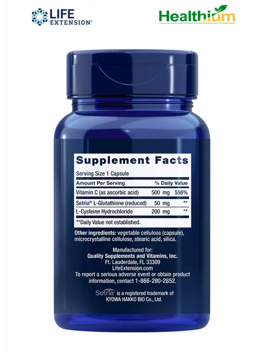 Life extension Glutathione, Cysteine& C 100 глутатион цистеин витамин С, вариант, фото 4