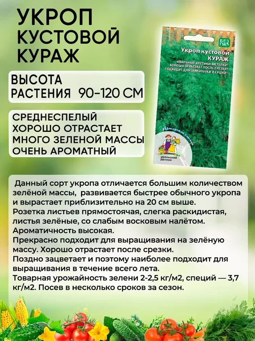 Уральский дачник оригинал Семена Укропа Кураж кустовой, вариант, фото 2