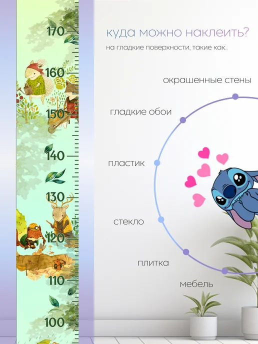 Зеленый перец Ростомер детский на стену Зверюшки, зеленый