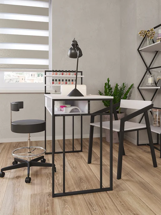 KM LOFT Стол маникюрный с полками и ящиком для мастера, вариант, фото 5