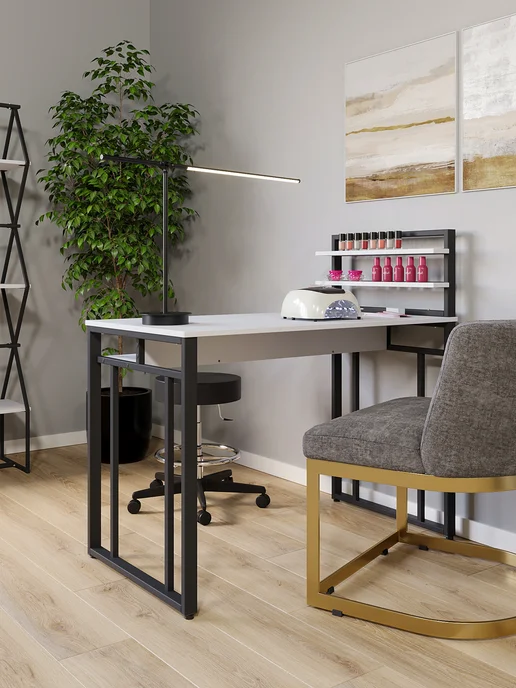 KM LOFT Стол маникюрный с полками и ящиком для мастера, вариант, фото 8