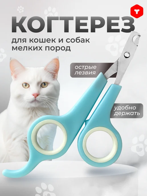 PetCube Когтерез-ножницы для кошек и собак мини пород, голубой