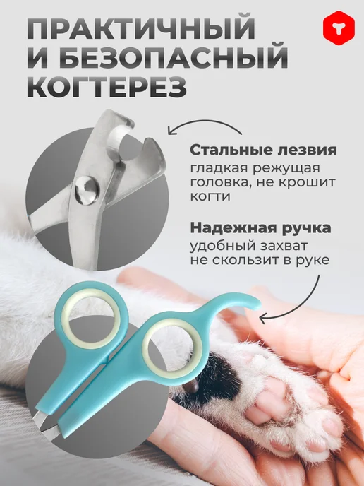 PetCube Когтерез-ножницы для кошек и собак мини пород, голубой, фото 3