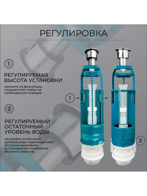 инкоэр Сливная арматура для бачка унитаза "Смыв одним нажатием", вариант, фото 7
