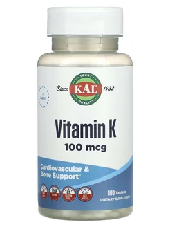 Витамин К, Vitamin K, 100 мкг, 100 таблеток KAL 314711673 купить за 790 ₽ в интернет-магазине Wildberries