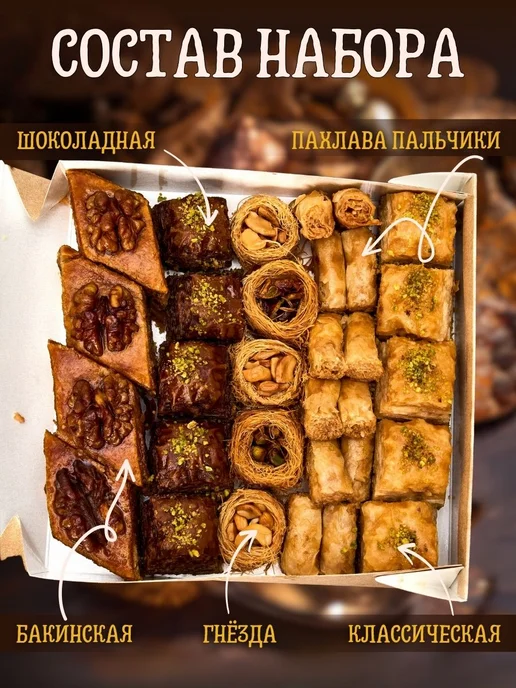 Эфенди Пахлава Турецкая Ассорти с бакинской 1 кг, 1 кг, фото 5