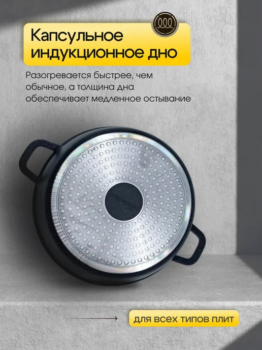 East Style Набор кастрюль с крышками для индукционной плиты, черный, фото 4