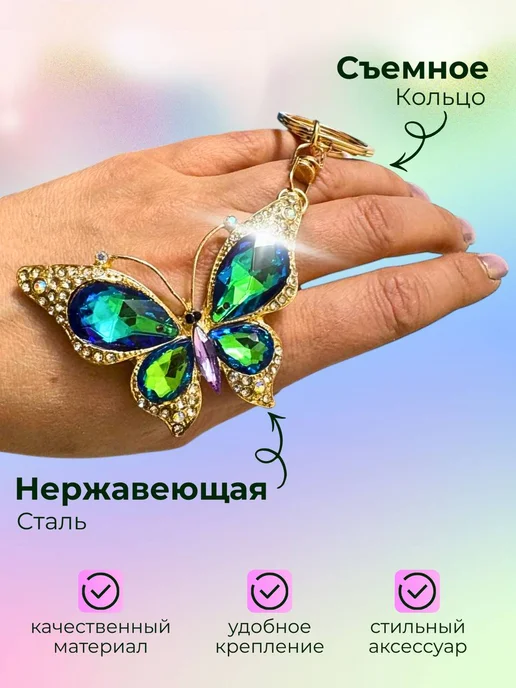 SABBI-STYLE Брелок для ключей бабочка, синий, фото 4