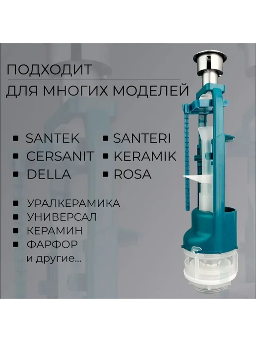Сливная арматура для бачка унитаза "Смыв одним нажатием", вариант, фото 2