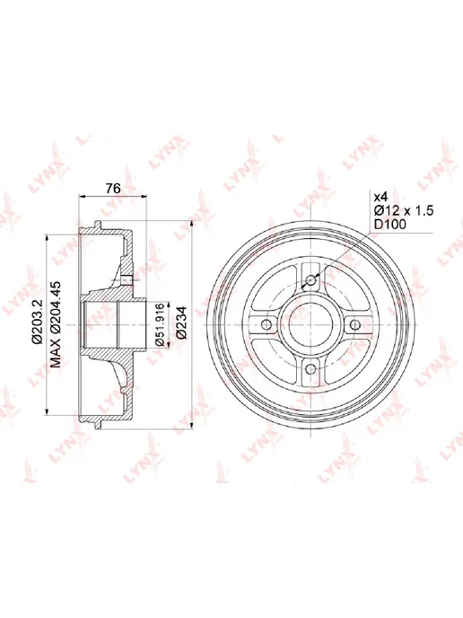 Lynx Барабан тормозной RENAULT Logan,Clio,Megane задний (1шт.) L, 1 шт
