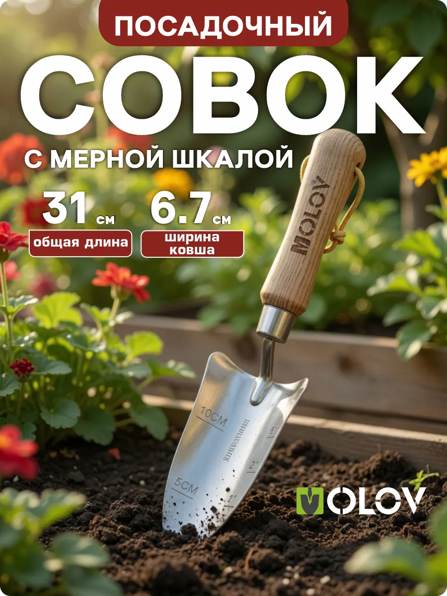 Совок садовый металлический прочный для рассады