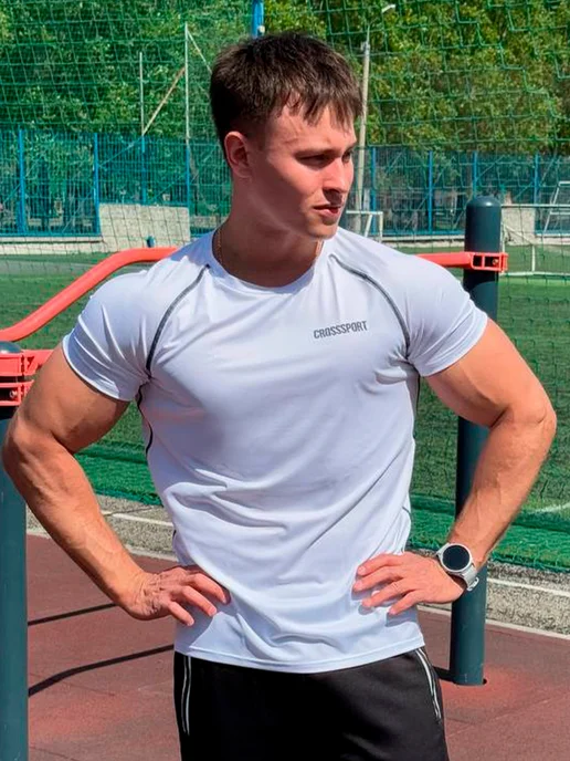 CROSS sport Футболка спортивная для кроссфита и бега, белый, фото 4