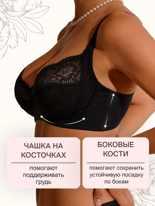 OIRO Бюстгальтер без поролона кружевной Peonia, черный, фото 4