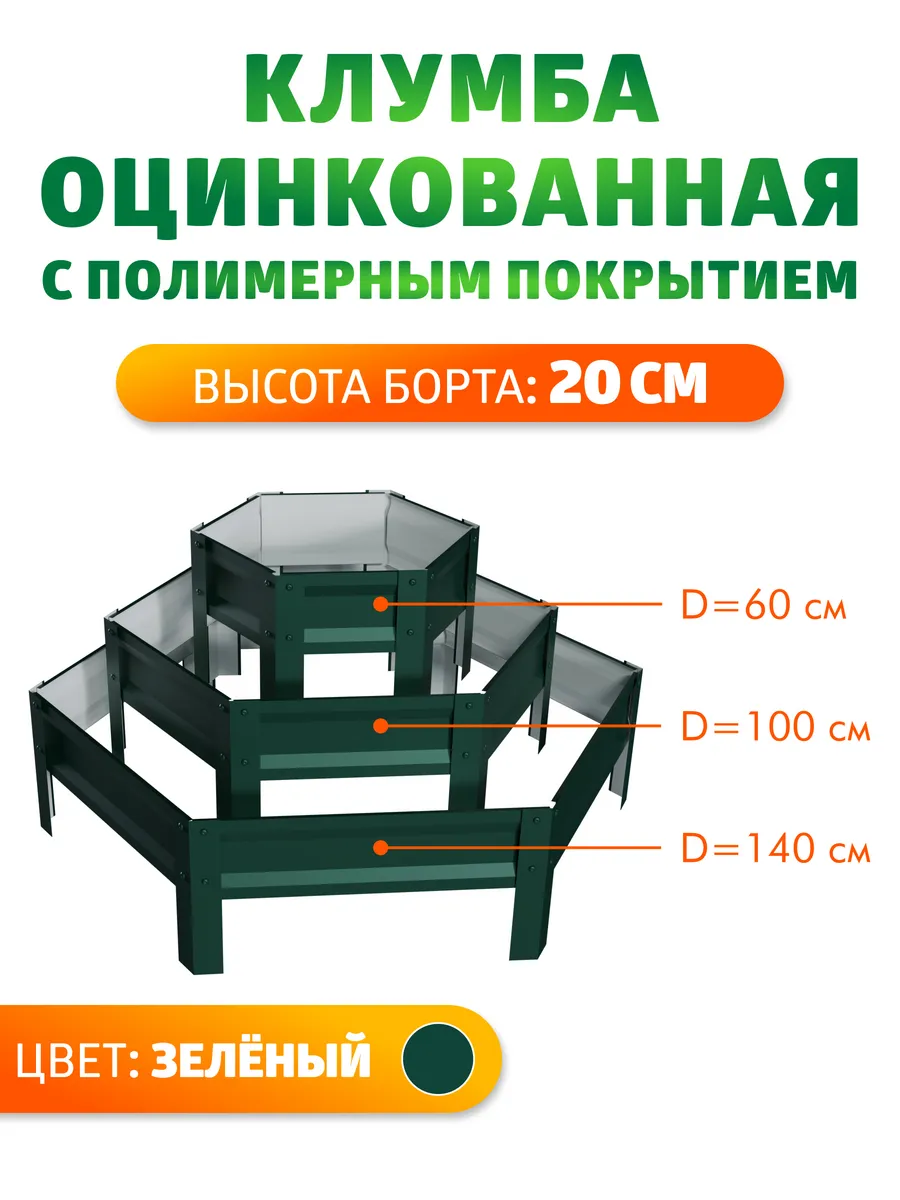 Клумба трехъярусная с полимерным покрытием, Н: 20 см