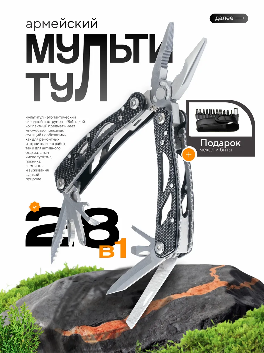 Мультитул 28 в 1 черный