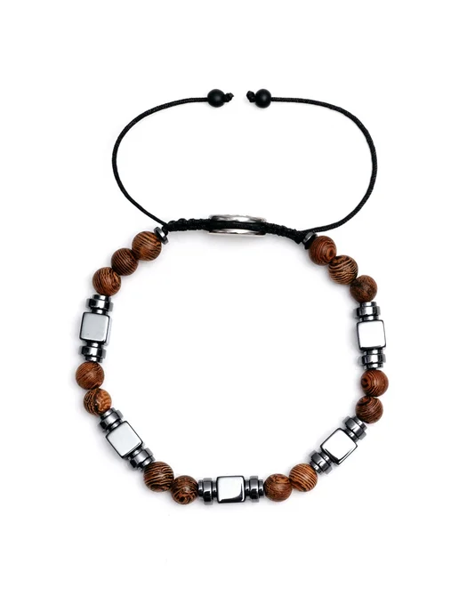 Dimbracelete Браслет из натурального дерева с гематином, серый, фото 2