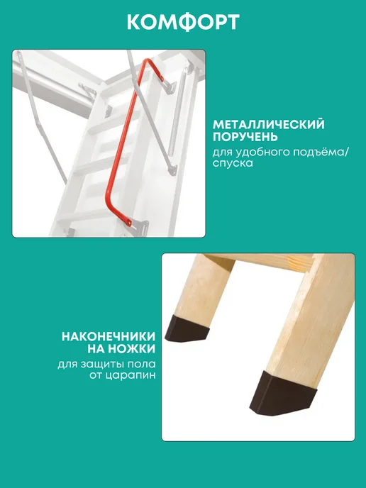 Litestep Лестница чердачная RLK 60*120*300 (2 сегмента в разборе), 60x120, фото 4