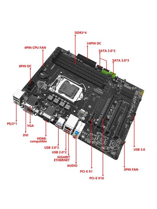 MAHCINIST B85M PRO материнская плата LGA 1150 DDR3 VGA HDMI, вариант, фото 3