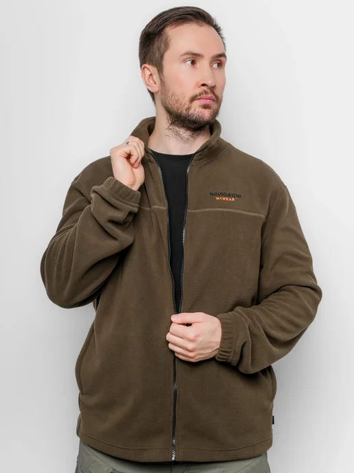 M1 WEAR Флисовая толстовка на молнии для активного отдыха, зеленый