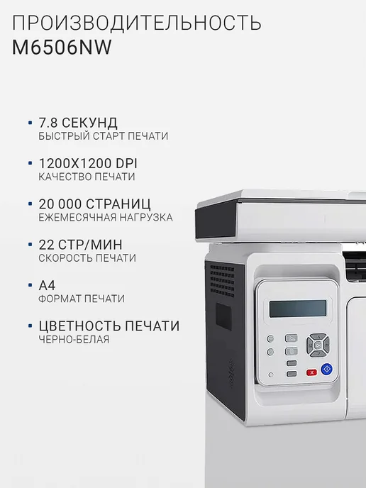 МФУ лазерное для малого офиса Pantum M6506NW, ч/б, A4, 22 стр/мин, Wi-Fi, RJ-45, USB, серый, серый, фото 4