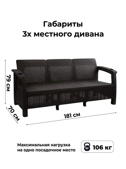 HomlyGreen Комплект садовой мебели диван, стол 153х79 и 4стула, диван и 4стула, фото 8