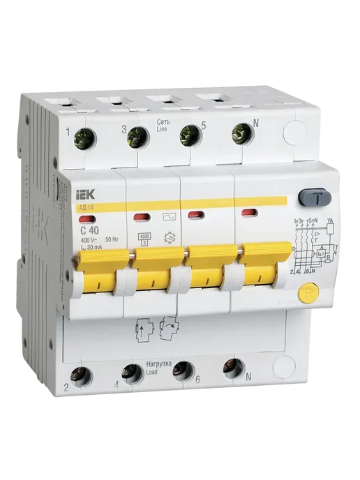 Iek Дифференциальный автомат 4P 16А 30мА тип AC, KARAT, 40А, белый