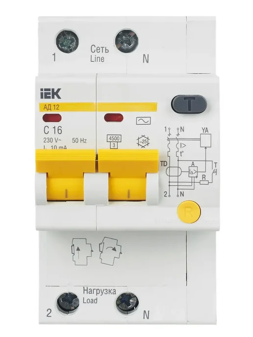Iek Дифференциальный автомат 2P 16А 10мА тип AC, KARAT, 16А, белый, фото 3