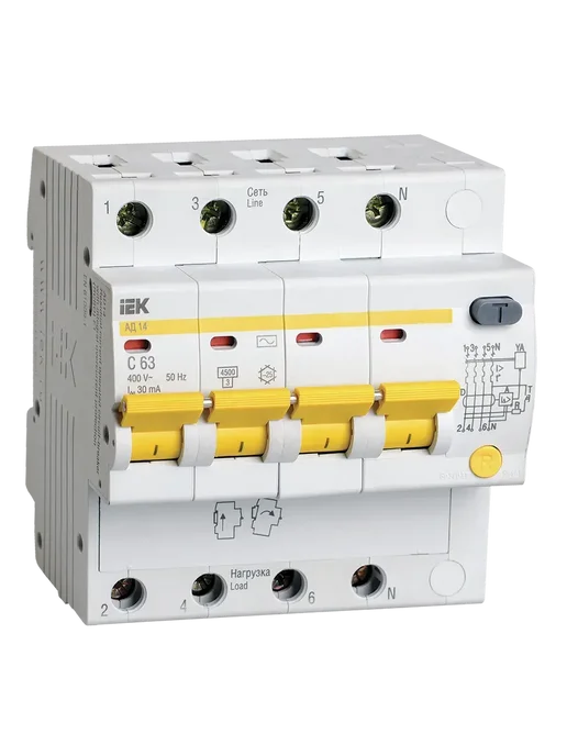 Iek Дифференциальный автомат 4P 16А 30мА тип AC, KARAT, 63А, белый