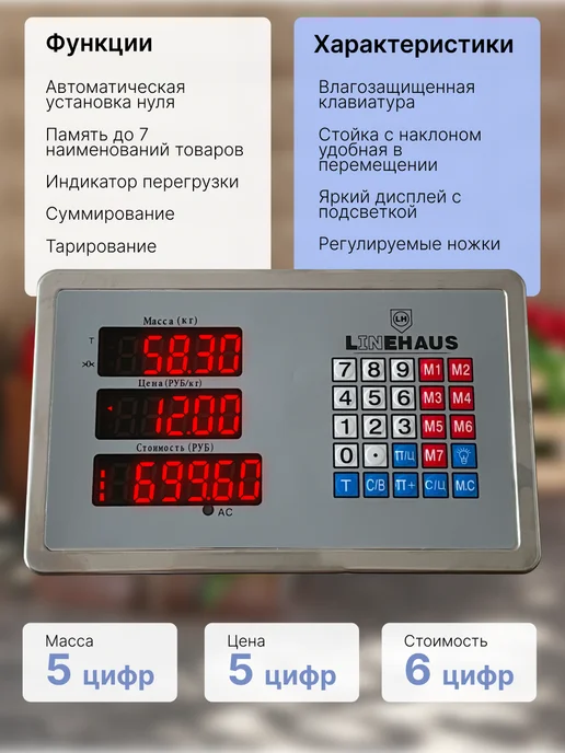 Торговые весы Lh-7721 300кг, 300 кг, фото 2