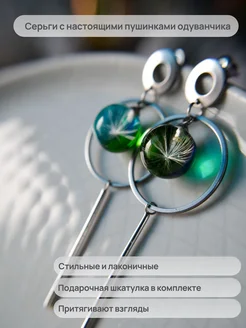 Серьги зеленые длинные с одуванчиком в шкатулке Spring Flowers 315051493 купить за 2 022 ₽ в интернет-магазине Wildberries