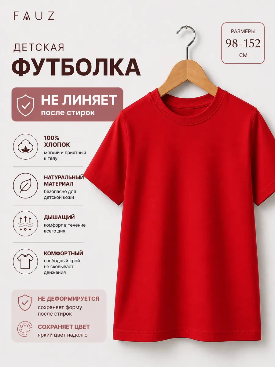 Футболка базовая детская хлопок школьная