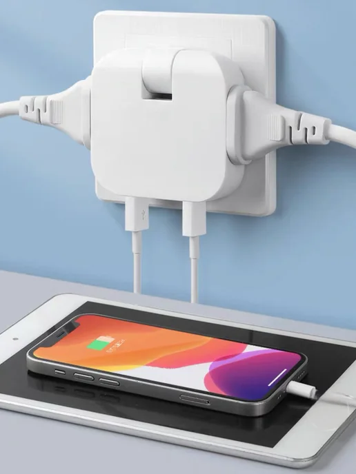 OURFUN Тройник поворотный для розетки плоский с двумя USB 4000 Вт, 4000 Вт, фото 8