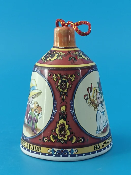 Ceramic Fauna Фарфоровый колокольчик Ребенка с котенком, синий, фото 2