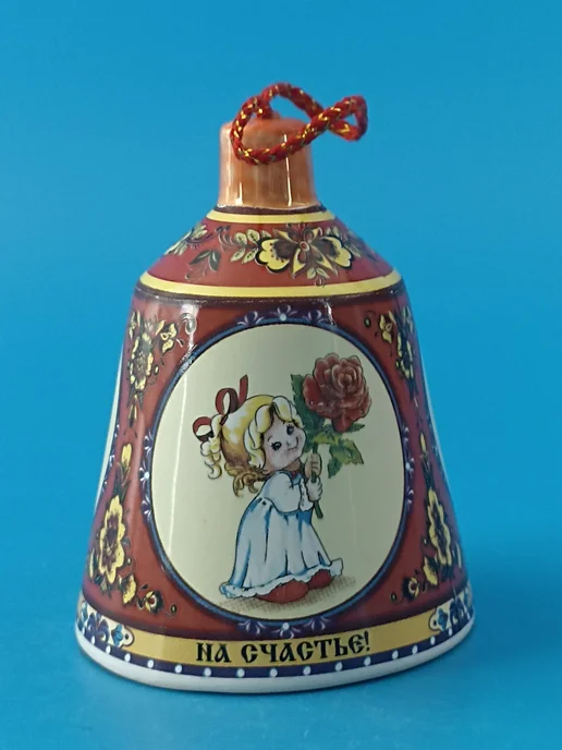 Ceramic Fauna Фарфоровый колокольчик Ребенка с котенком, синий, фото 6
