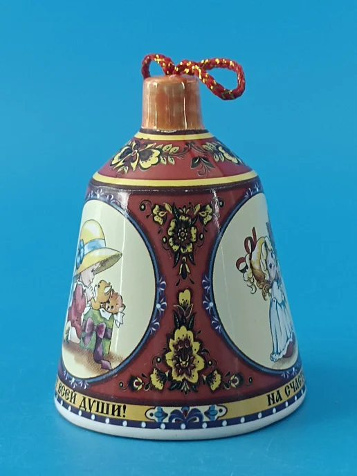 Ceramic Fauna Фарфоровый колокольчик Ребенка с котенком, синий, фото 7