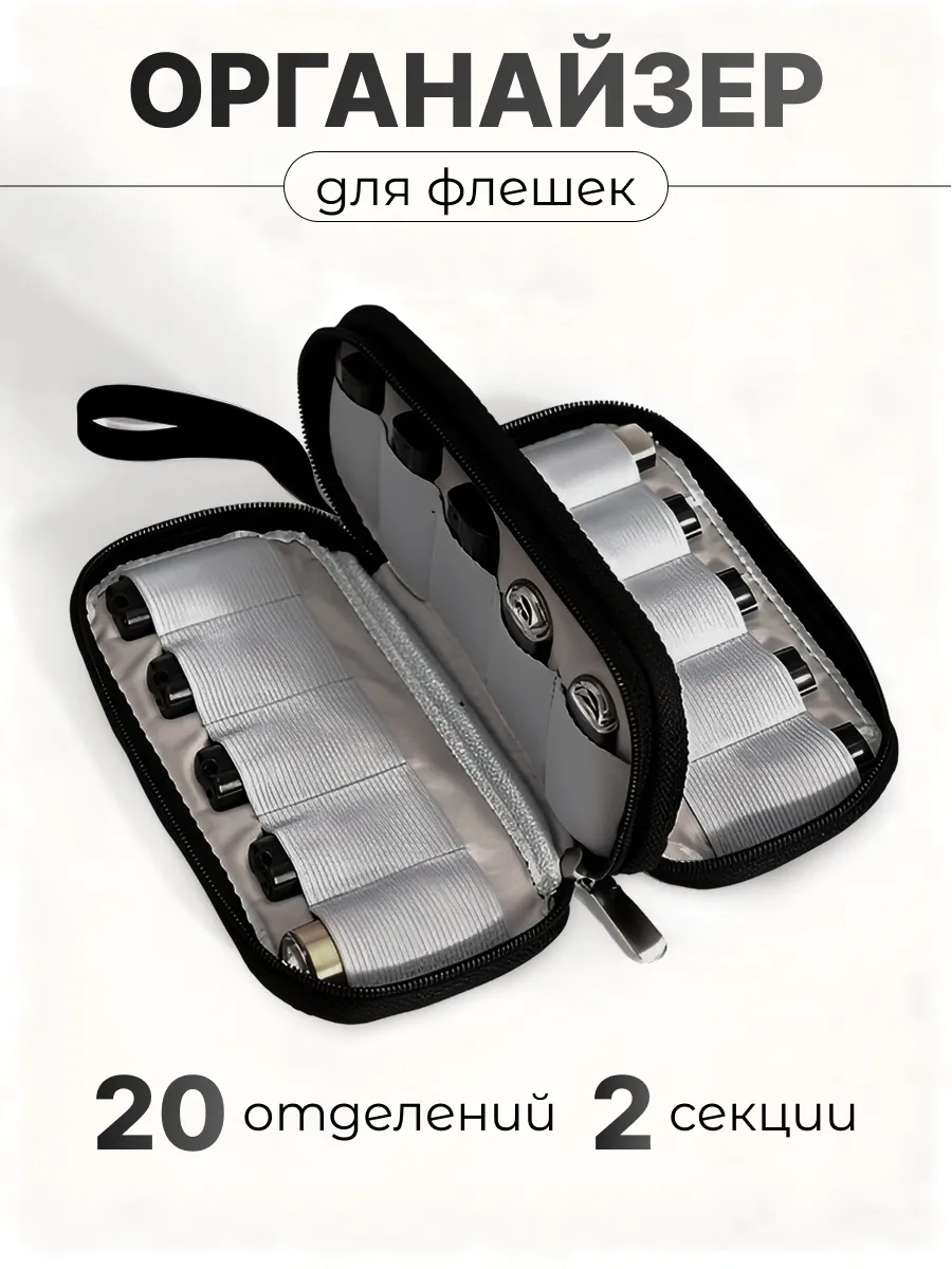 Органайзер для флешек USB чехол двойной 20 отделений