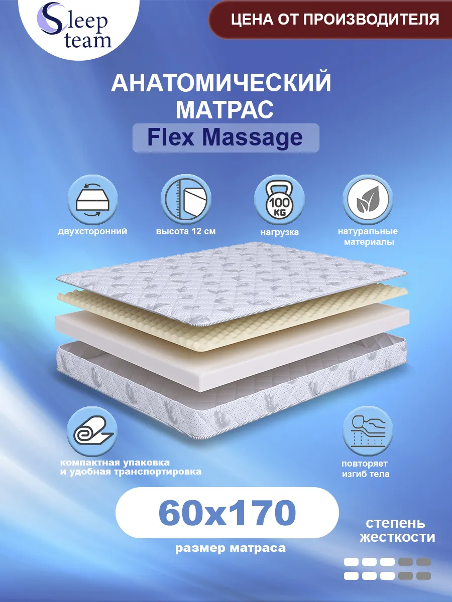 Матрас детский 60х170 беспружинный Флекс Массаж
