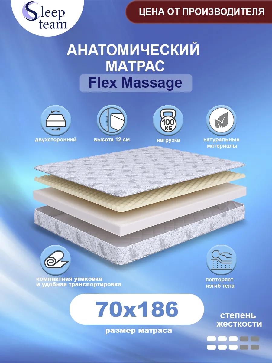 Матрас детский 70х186 беспружинный Флекс Массаж
