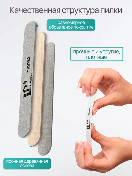 LP Romashka Пилки для ногтей 100-180 набор 100 шт. 18 см, 50 шт, фото 6