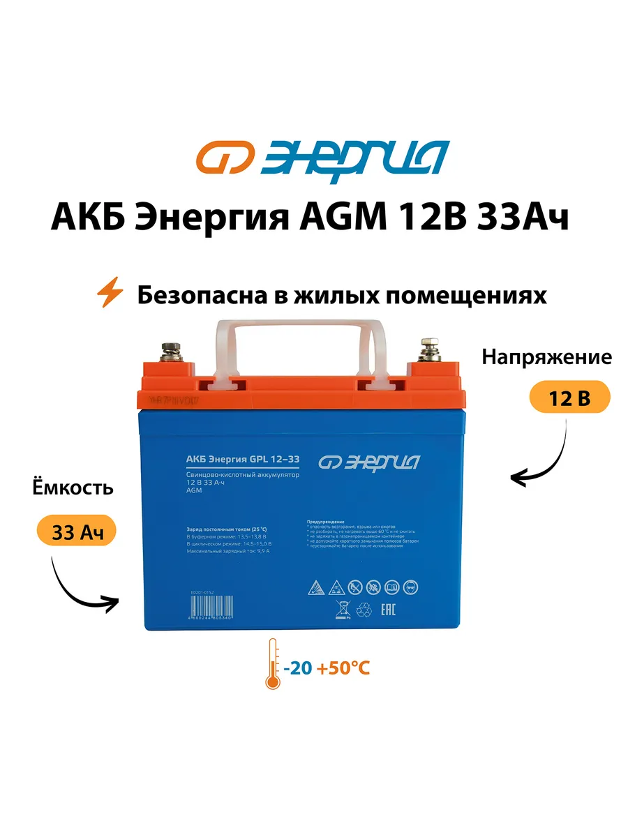 Аккумулятор для ИБП АКБ GPL 12-33 (тип AGM)