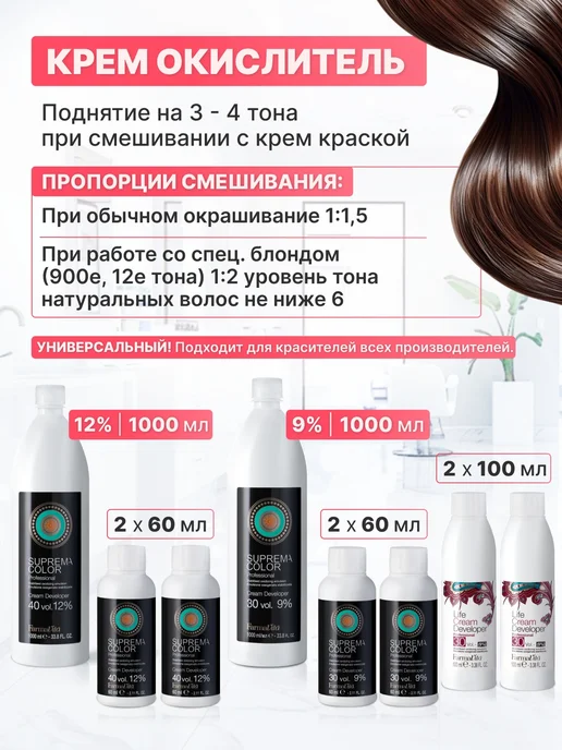 Farmavita Крем-окислитель 6% для окрашивания и осветления волос, 200 мл, 2 шт, фото 4
