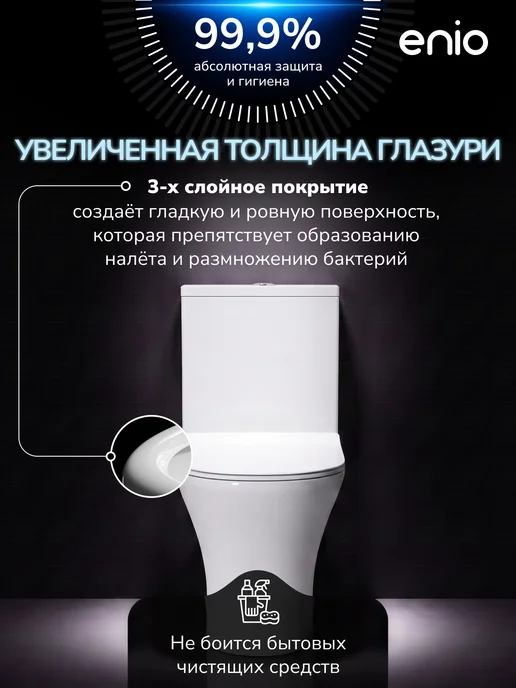 Enio Унитаз-компакт Neo EN3250091 безободковый, белый, фото 3