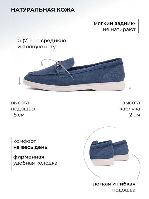 Rio Fiore Лоферы замшевые натуральные мокасины дышащие в офис, синий, фото 2