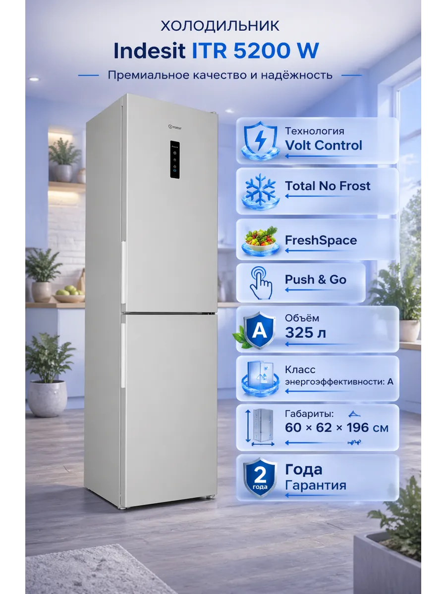 Холодильник двухкамерный No Frost 325 л, ITR 5200 W