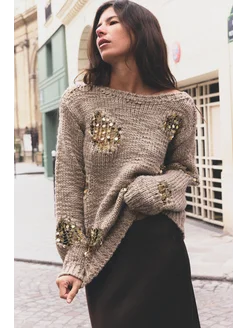 Вязаный свитер с пайетками zara 316899682 купить за 13 199 ₽ в интернет-магазине Wildberries