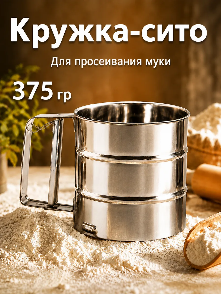 Кружка сито для просеивания муки, d10см