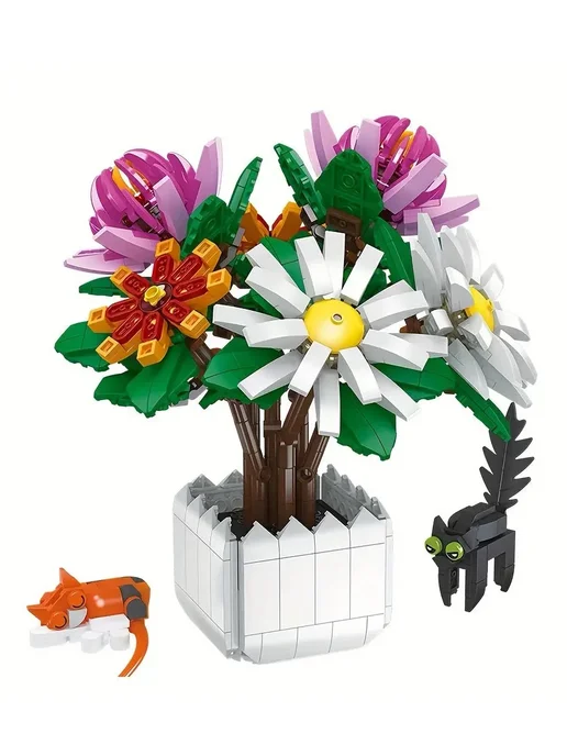 LEGO Конструктор Хризантемы в горшке 900 деталей, вариант, фото 2